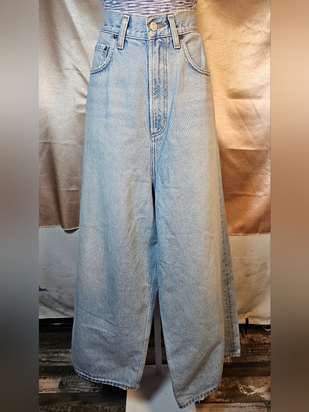 AGOLDE Valerian Jean Wide Leg Pale As Minka Size 27 Sample